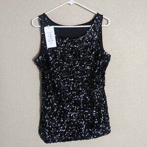 NWT Pretty Guide Black Sequin Sleeveless Tank Top Party Clubbing Rave XXL